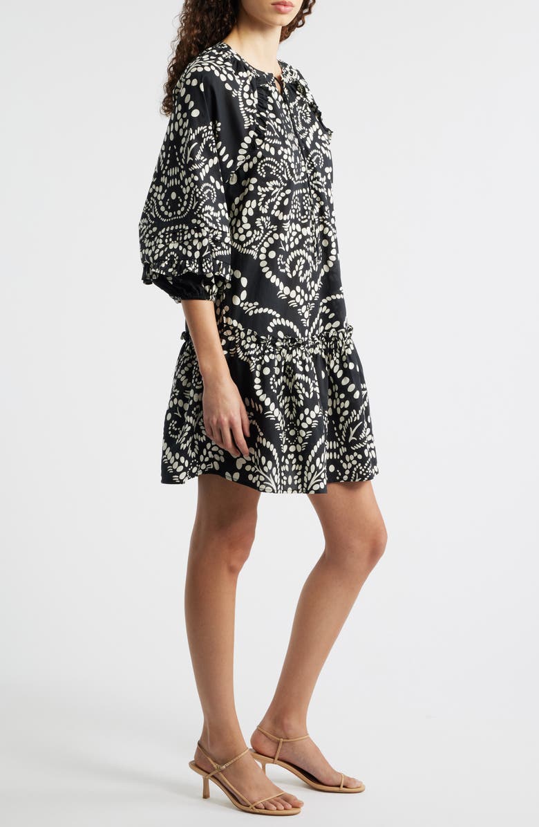 MELLODAY Print Poplin Minidress, Alternate, color, Black/ Beige Print