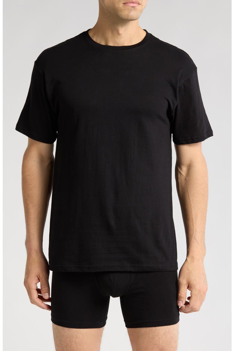 Cotton Classic 3-Pack Crewneck T-Shirts, Main, color, BLACK
