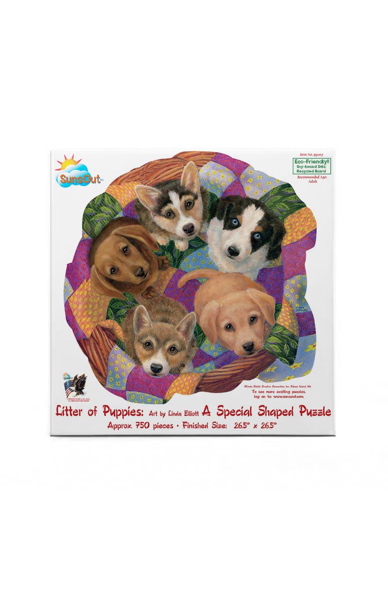 Sunsout Litter of Puppies 750 piece Jigsaw Puzzle for Adults Special Shape, Alternate, color, Multicolor