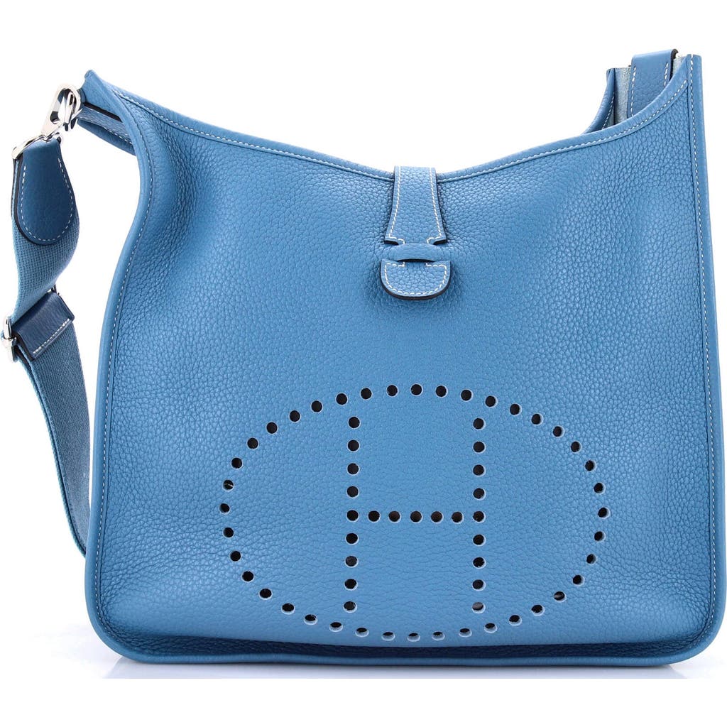 Pre-owned Hermes Hermes Evelyne Bag Gen Iii Clemence Gm In Blue
