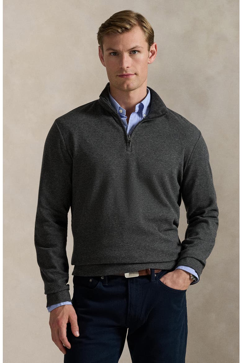 Textured Double Knit Quarter Zip Pullover, Alternate, color, WINDSOR HEATHER/ BLACKBOOT