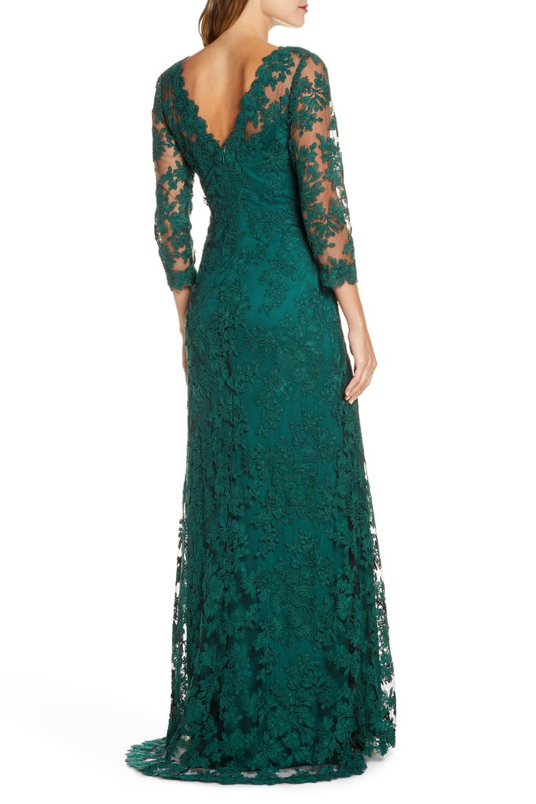 Corded Embroidered Lace Gown, Alternate, color, SEAGRASS