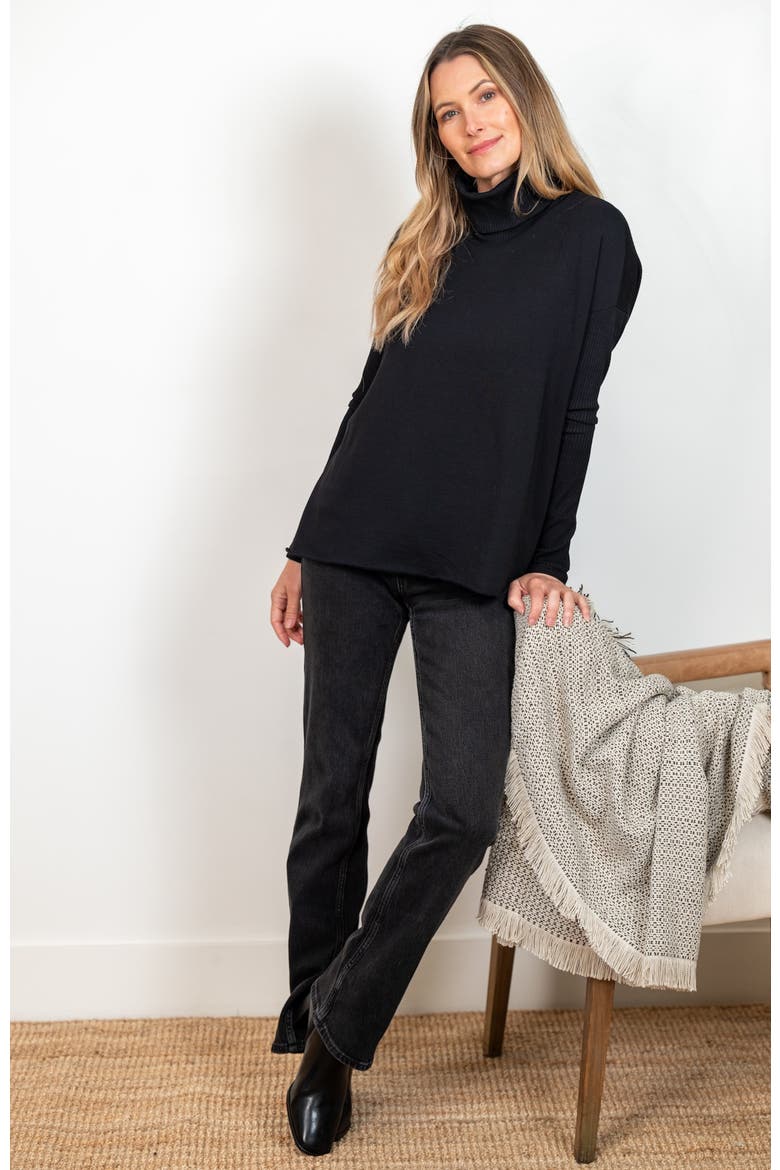 Light Hug® Bra-Free Fleece Turtleneck, Alternate, color, Black