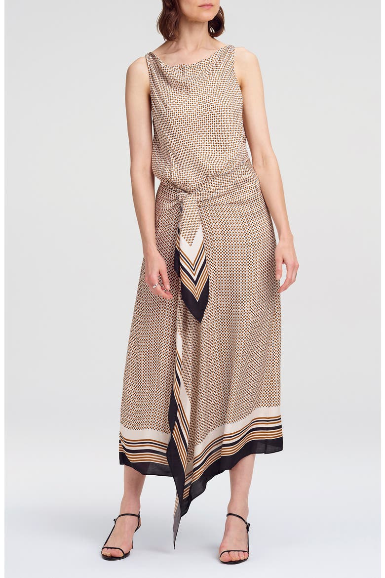 Aliana Sleeveless Maxi Dress, Main, color, BLACK/ CARAMEL DOTTED