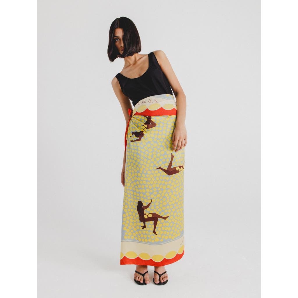Alas X-large Printed Silk Scarf In Brown
