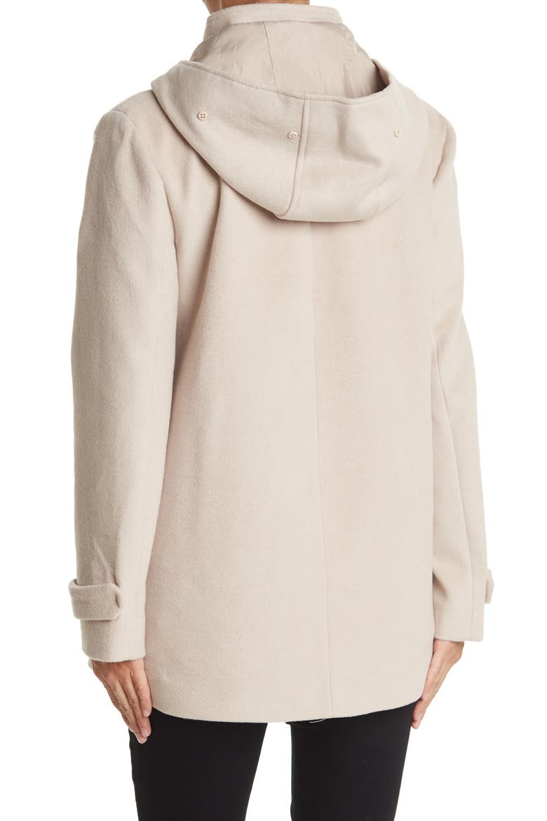 Faux Fur Trim Hooded Toggle Coat, Alternate, color, BONE