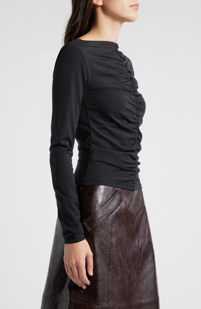 FRAME Ruched Long Sleeve Top, Alternate, color, Black
