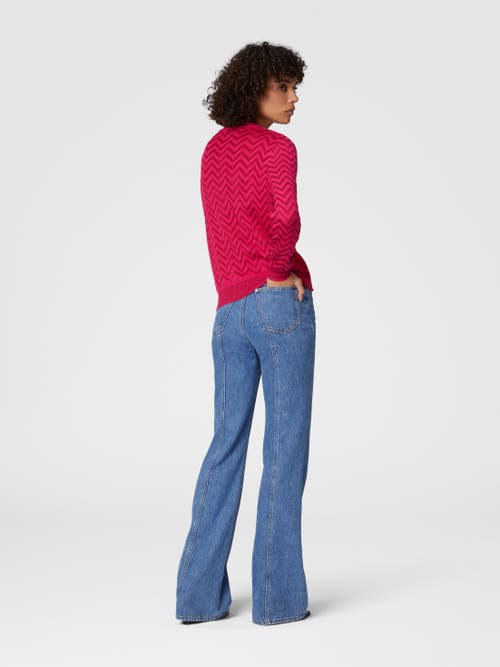 Shop Missoni Tone-on-tone Chevron Crewneck Sweater In Magenta Red