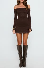 Princess Polly Avenues Off the Shoulder Long Sleeve Lace Minidress