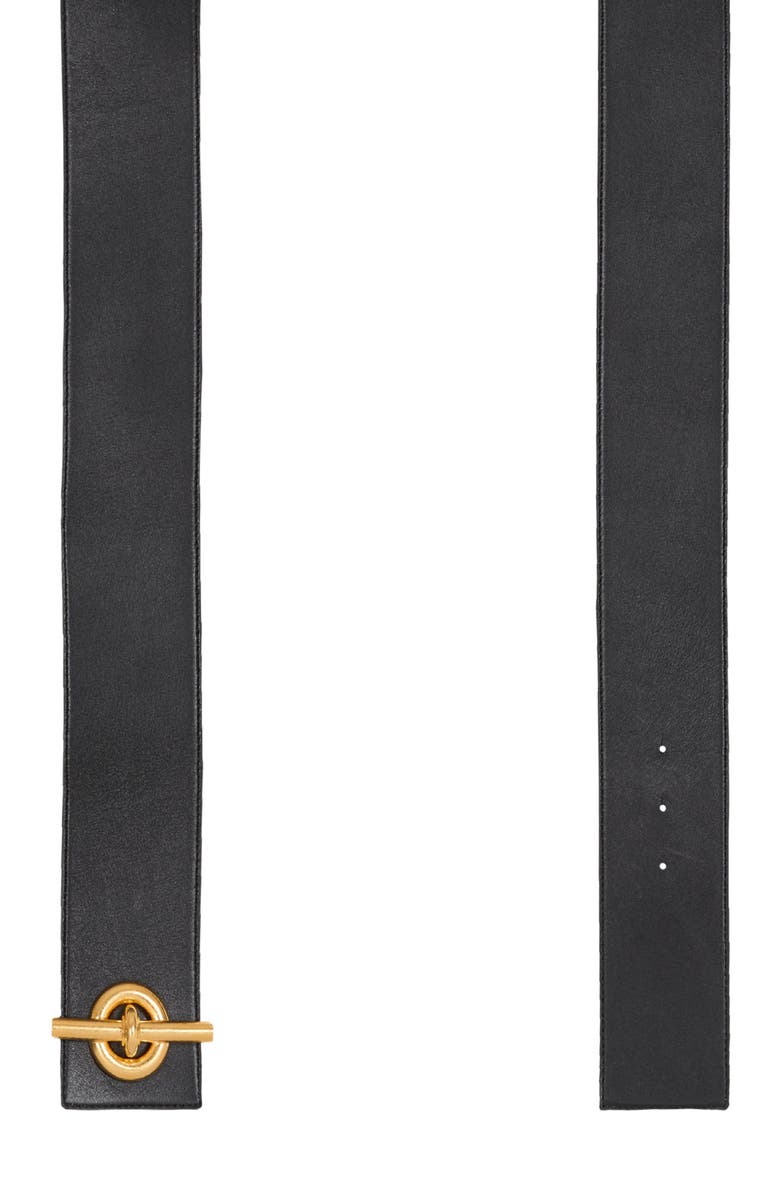 Balmain T-Bar belt in calfskin, Alternate, color, Black