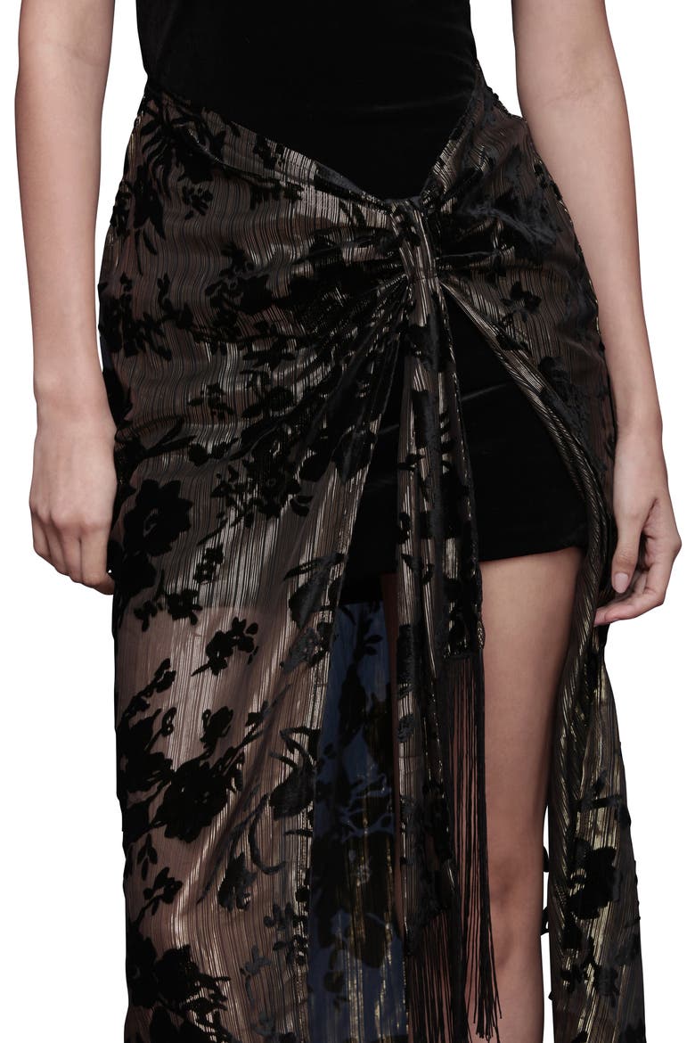Metallic Floral & Velvet Dress, Alternate, color, BLACK AND GOLD