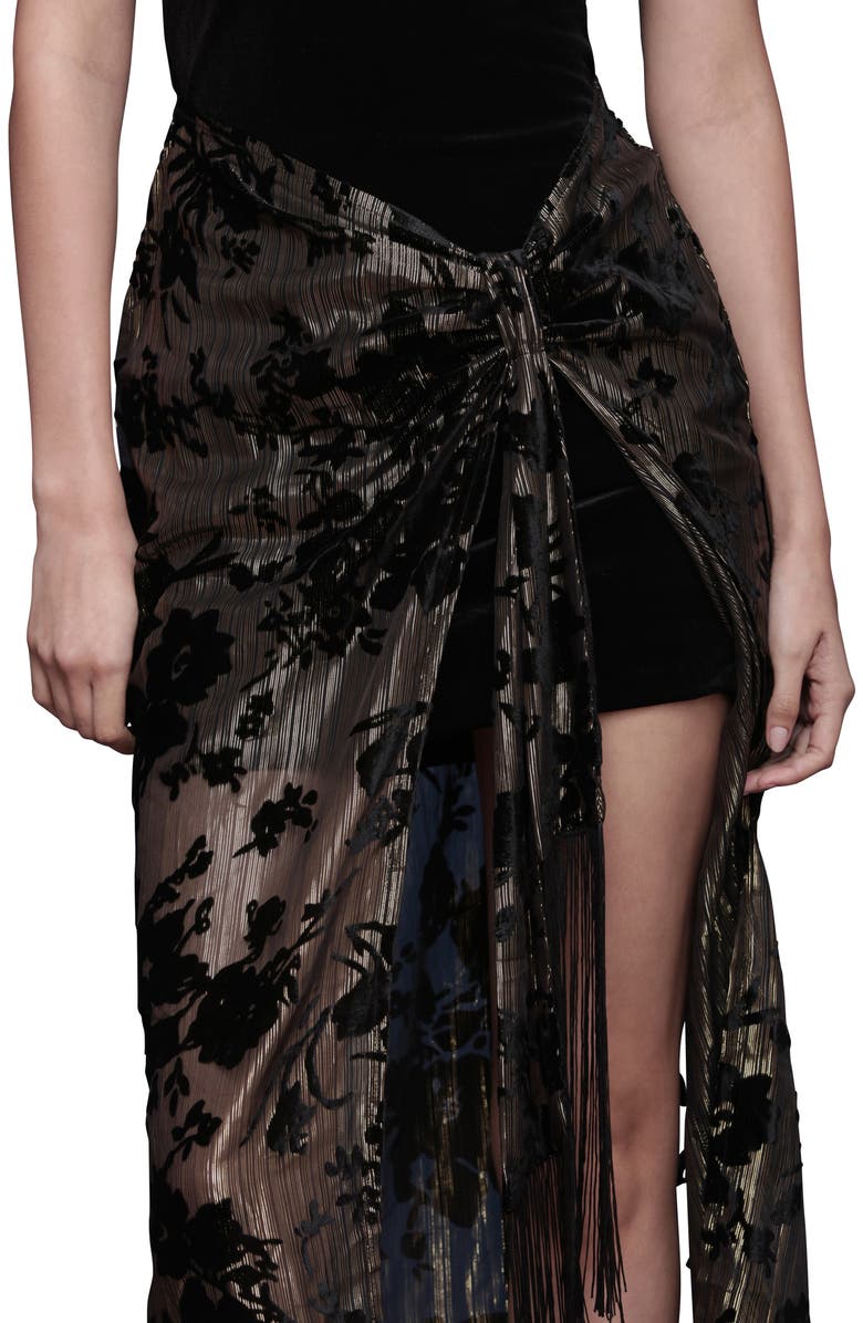 Avec Les Filles Metallic Floral & Velvet Dress, Alternate, color, Black And Gold