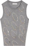 Dries Van Noten Taja Ellipses Crystal Embellished Sleeveless Merino Wool Sweater