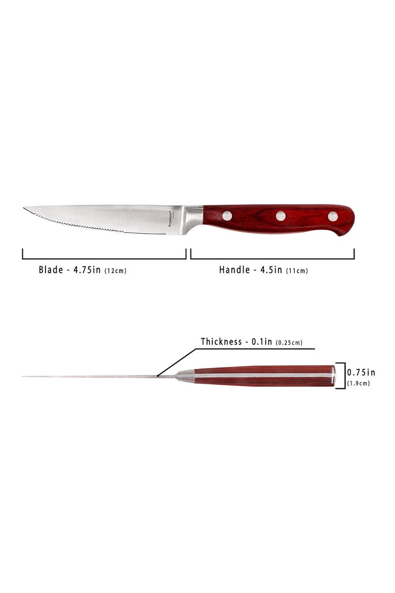Pakka Wood 6-Piece Steak Knife Set, Alternate, color, BROWN