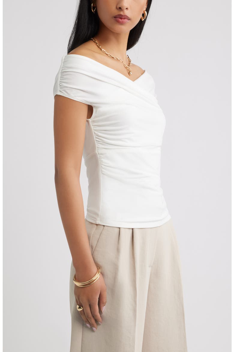 Crossover Off the Shoulder Top, Alternate, color, IVORY
