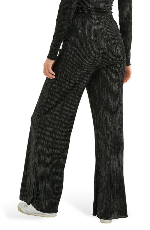 Lush Stripe Wide Leg Pants In Black