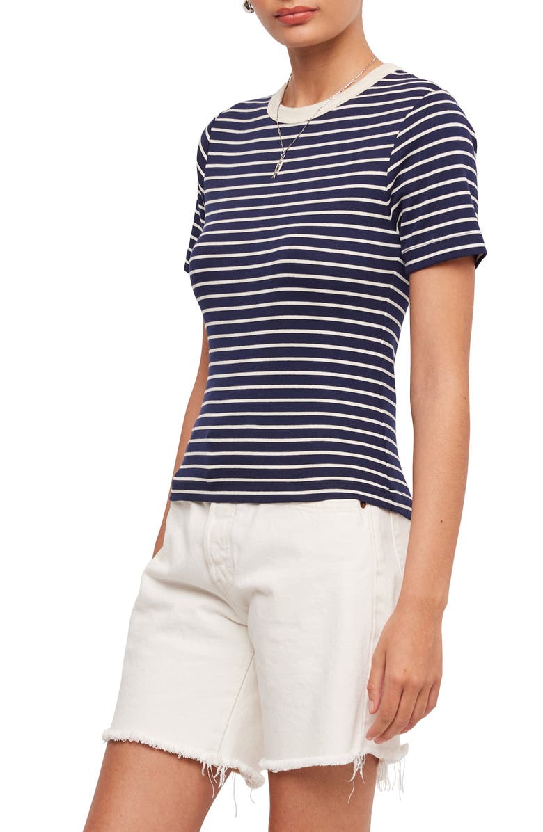 FIFTEEN TWENTY Mandy Stripe T-Shirt, Alternate, color, Navy W/ Cream