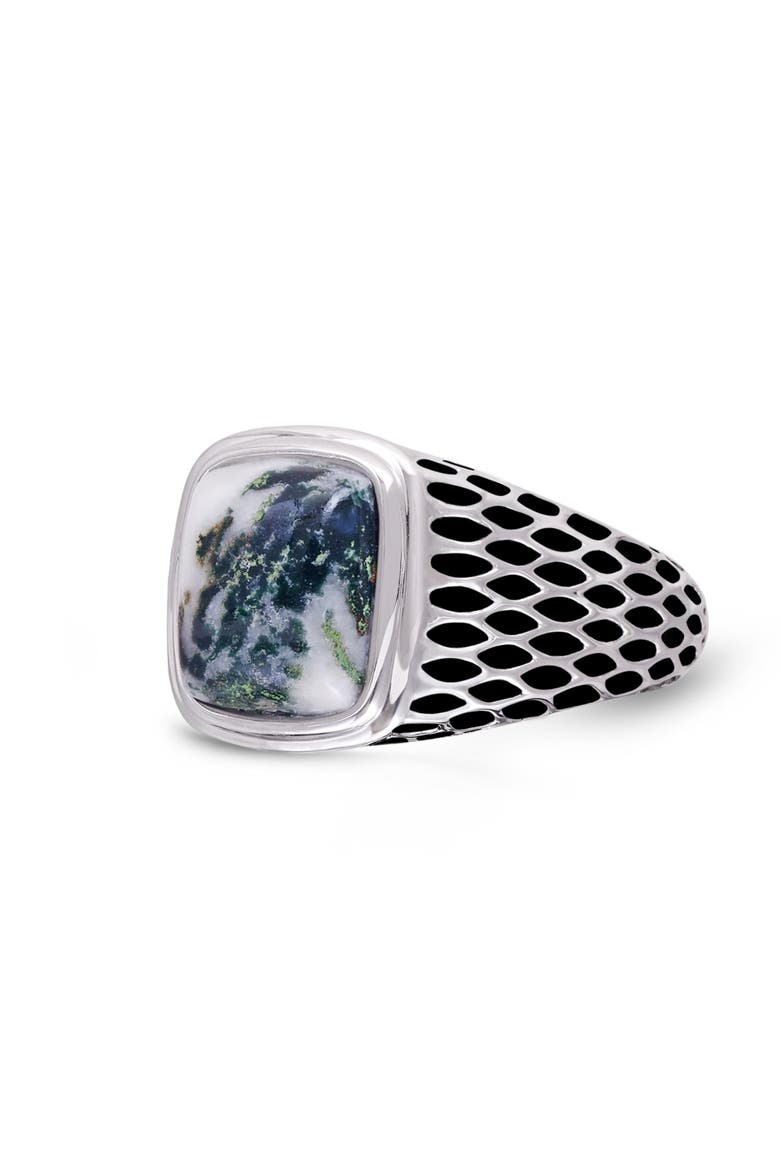 Tree Agate Sterling Silver Men Signet Ring, Alternate, color, Silver