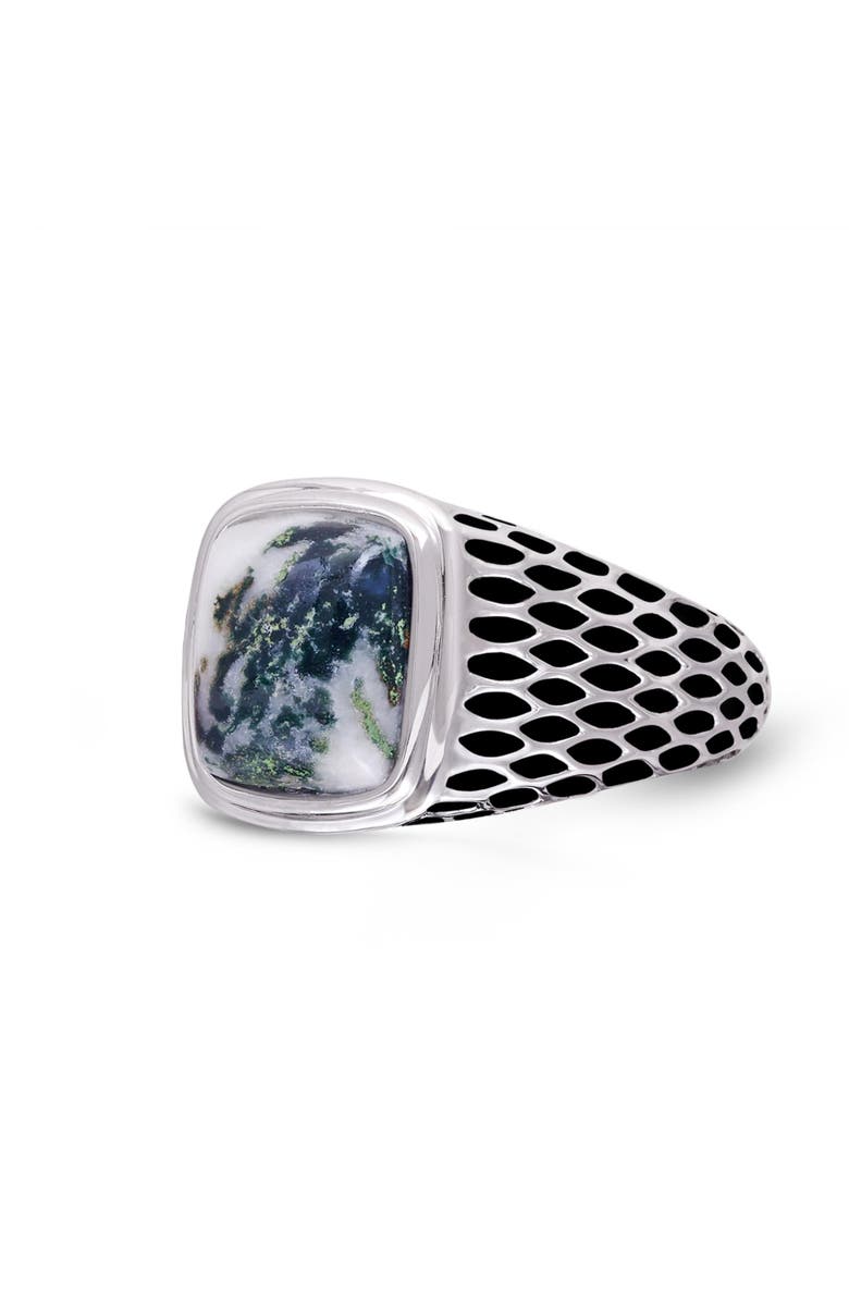 LuvMyJewelry Tree Agate Sterling Silver Men Signet Ring, Alternate, color, Silver