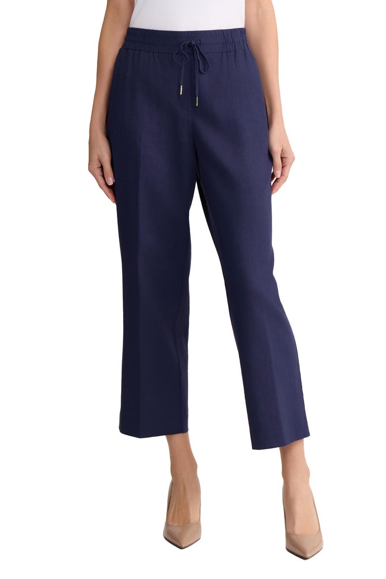 Drawstring Waist Linen Blend Pants, Main, color, PACIFIC NAVY