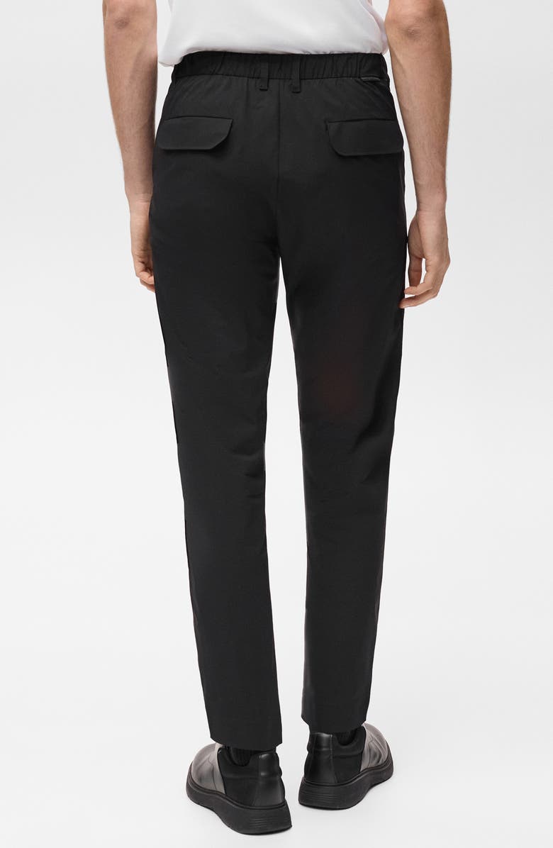 MANGO Slim Fit Flat Front Elastic Waist Pants, Alternate, color, Black