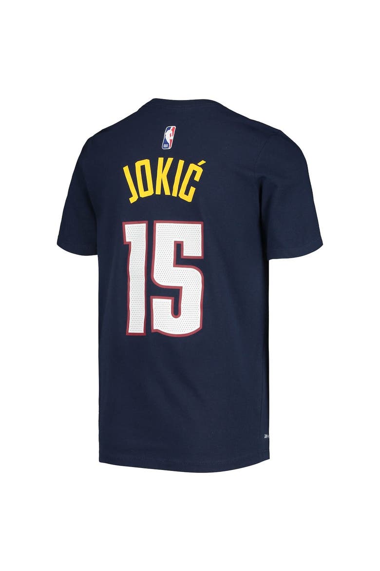 Youth Nike Nikola Jokic Navy Denver Nuggets Logo Name & Number Performance T-Shirt, Alternate, color, Navy