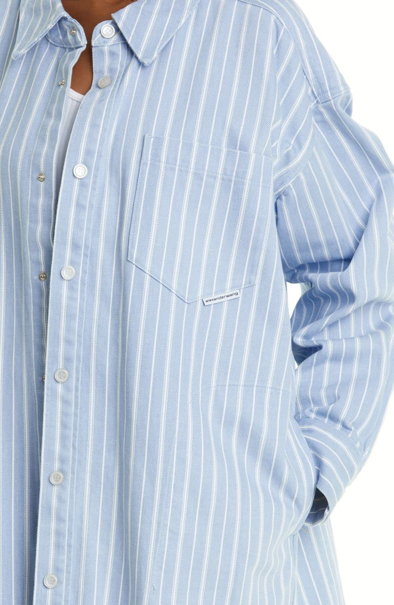 Alexander Wang Gender Inclusive Oversize Stripe Rigid Denim Shirt Jacket, Alternate, color, 