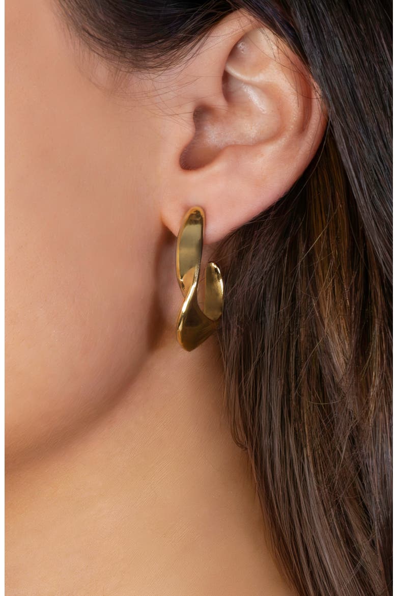 Collette Wavy Hoop Earrings, Alternate, color, GOLD