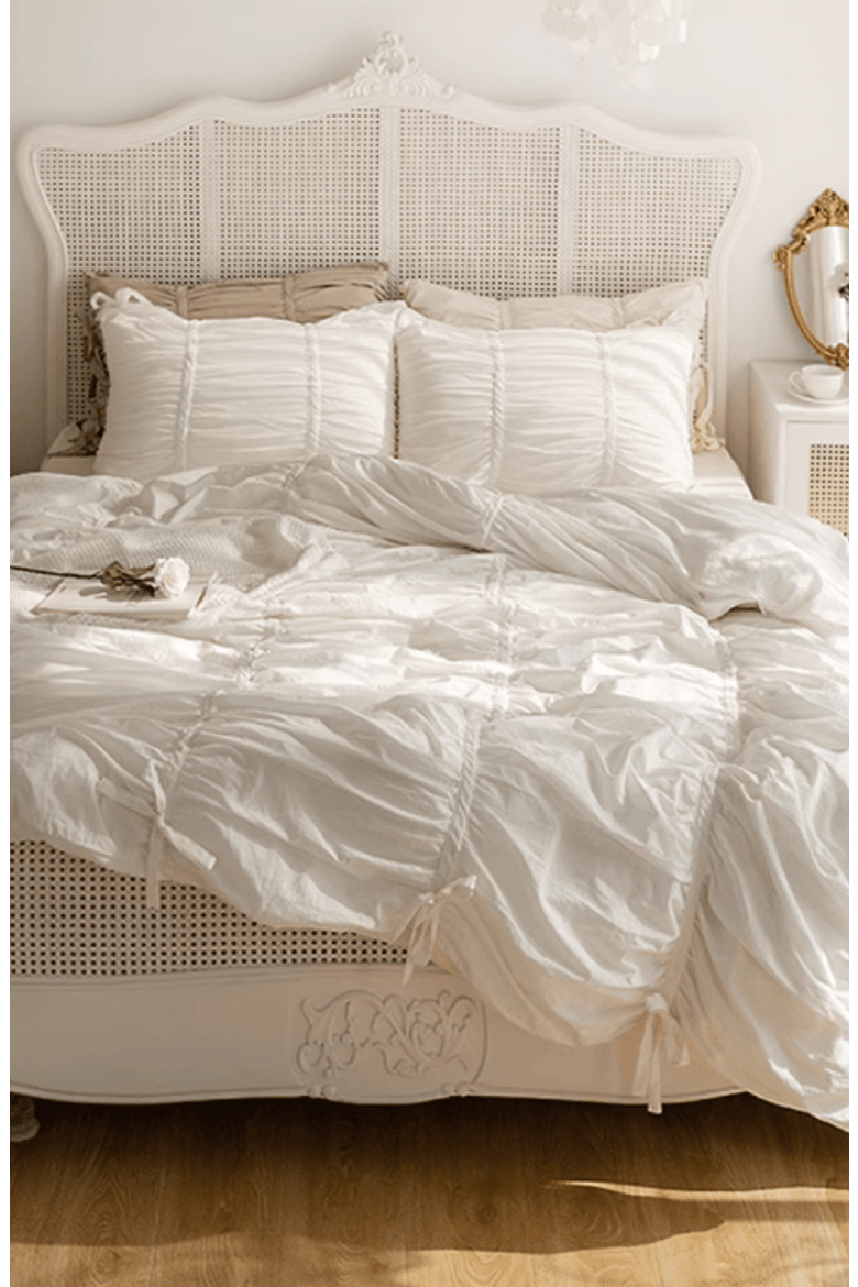 Ruffle Bedding Set with Ties, Alternate, color, White, Skirt