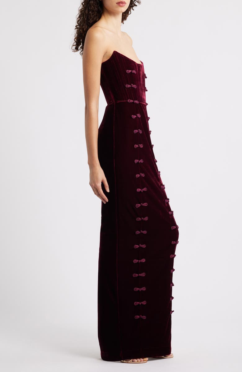 SAU LEE Vesper Strapless Velvet Gown, Alternate, color, Bordeaux