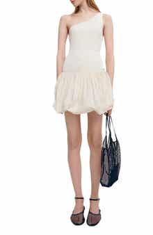 MANGO Rib One-Shoulder Bubble Minidress
