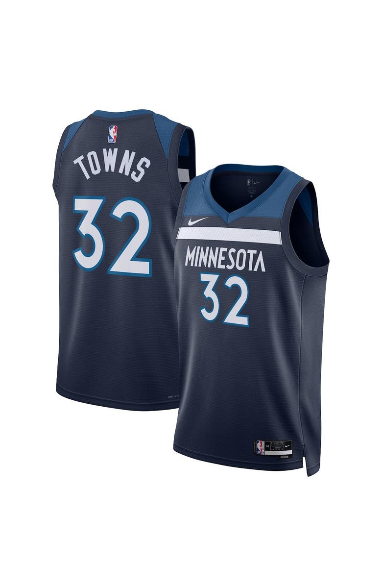 Nike Unisex Nike Karl-Anthony Towns Navy Minnesota Timberwolves Swingman Jersey - Icon Edition, Main, color, 