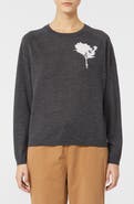 MM by Max Mara Paco Intarsia Flower Virgin Wool Crewneck Sweater