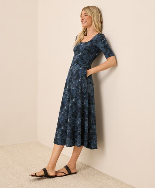 Pact Fit & Flare Signature Scoop Dress In Blue