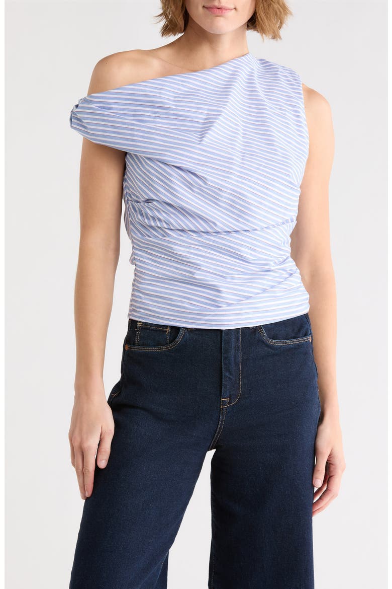 Stripe One-Shoulder Poplin Top, Main, color, VACAY STRIPE001