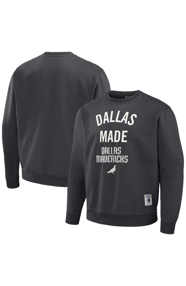 STAPLE Men's NBA x Staple Anthracite Dallas Mavericks Plush Pullover Sweatshirt, Alternate, color, 