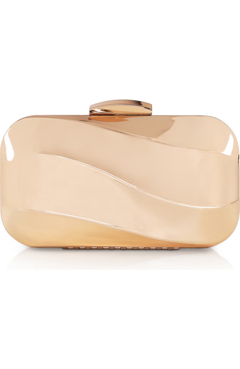 Jewel Badgley Mischka Aven Metal Wave Minaudiere, Main, color, Gold