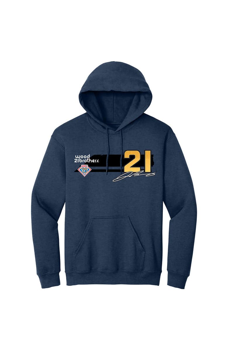 E2 APPAREL Men's E2 Apparel Heather Navy Josh Berry Motorcraft Pullover Hoodie, Alternate, color, Heather Navy