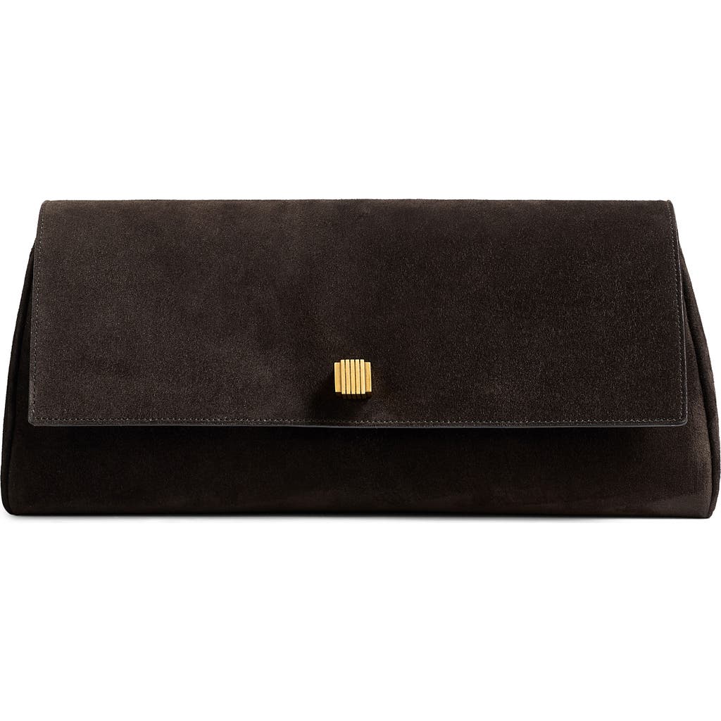 Khaite Audrey Suede Clutch in Dark Brown  product