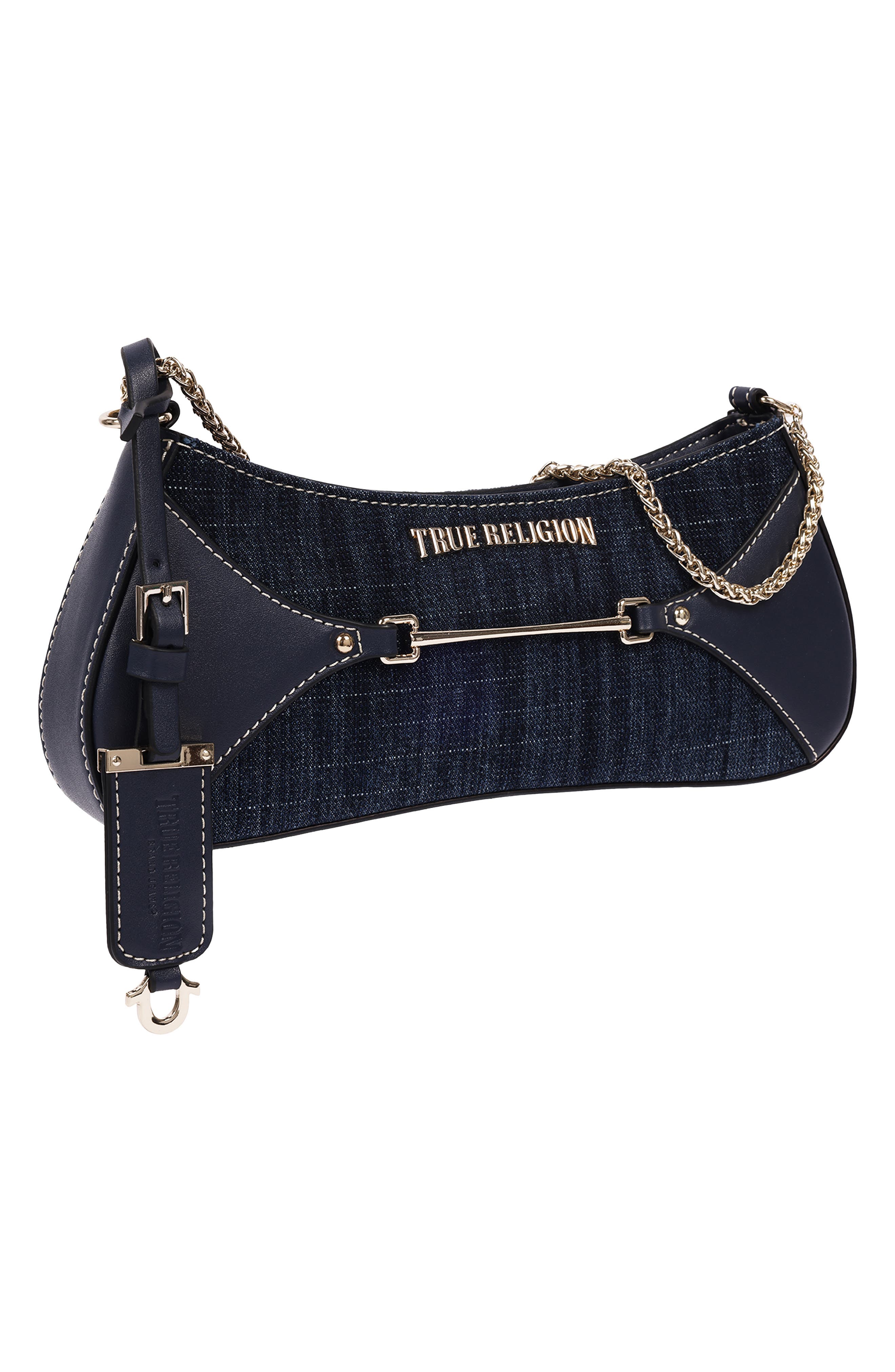 Zip Top Denim Baguette, Alternate, color, DARK DENIM