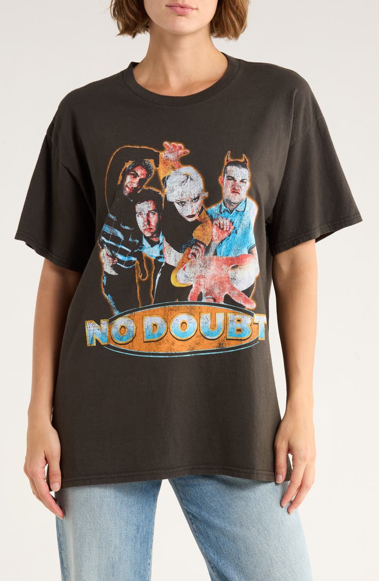 Merch Traffic No Doubt Flaming Logo Graphic T-Shirt, Main, color, Grey Pigment Dye