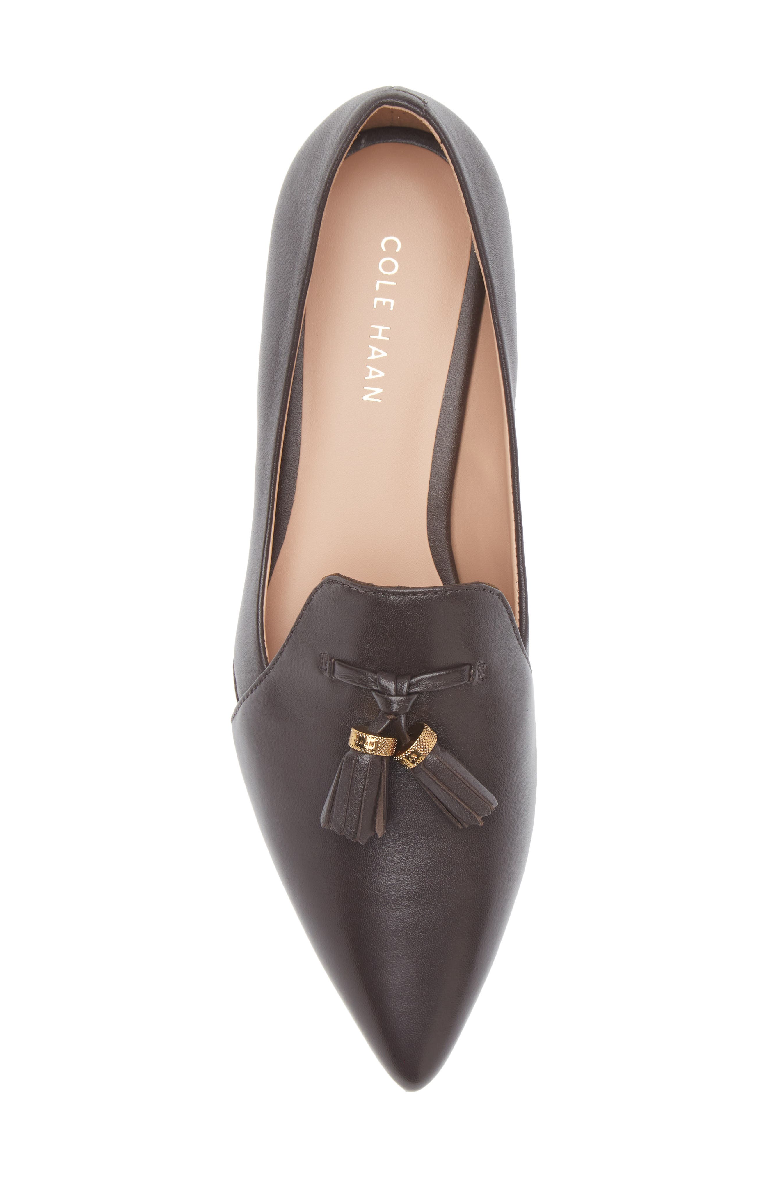 Cole Haan Vanya Tassel Flat, Alternate, color, Dark Chocolate Leather