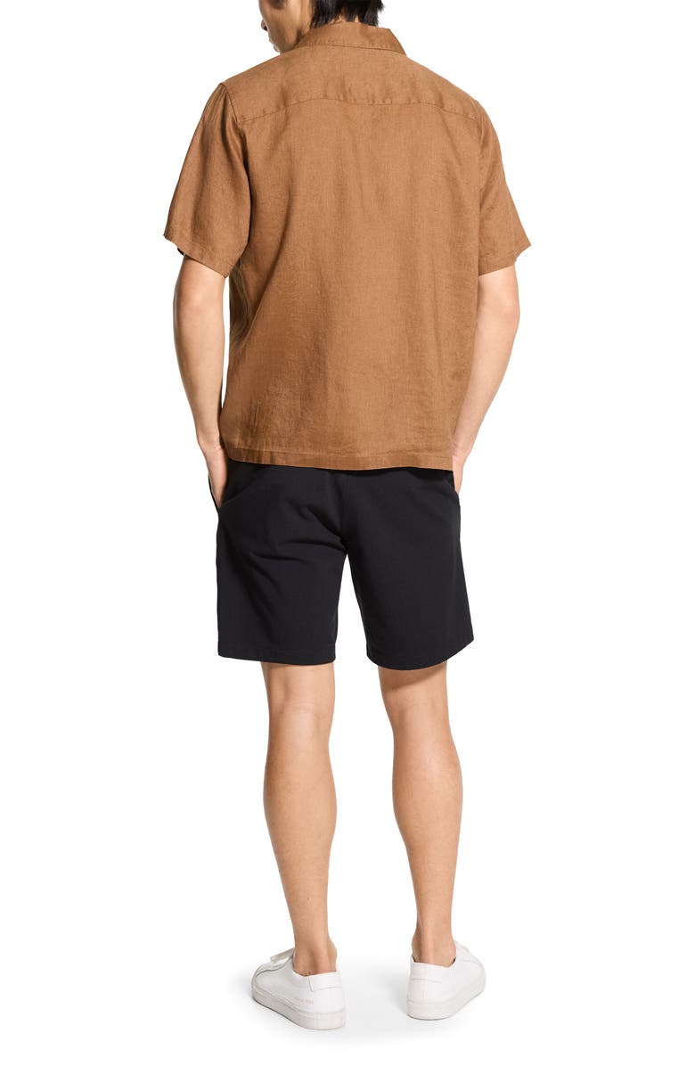 Theory Noll Short Sleeve Linen Button-Up Camp Shirt, Alternate, color, Deep Tobacco