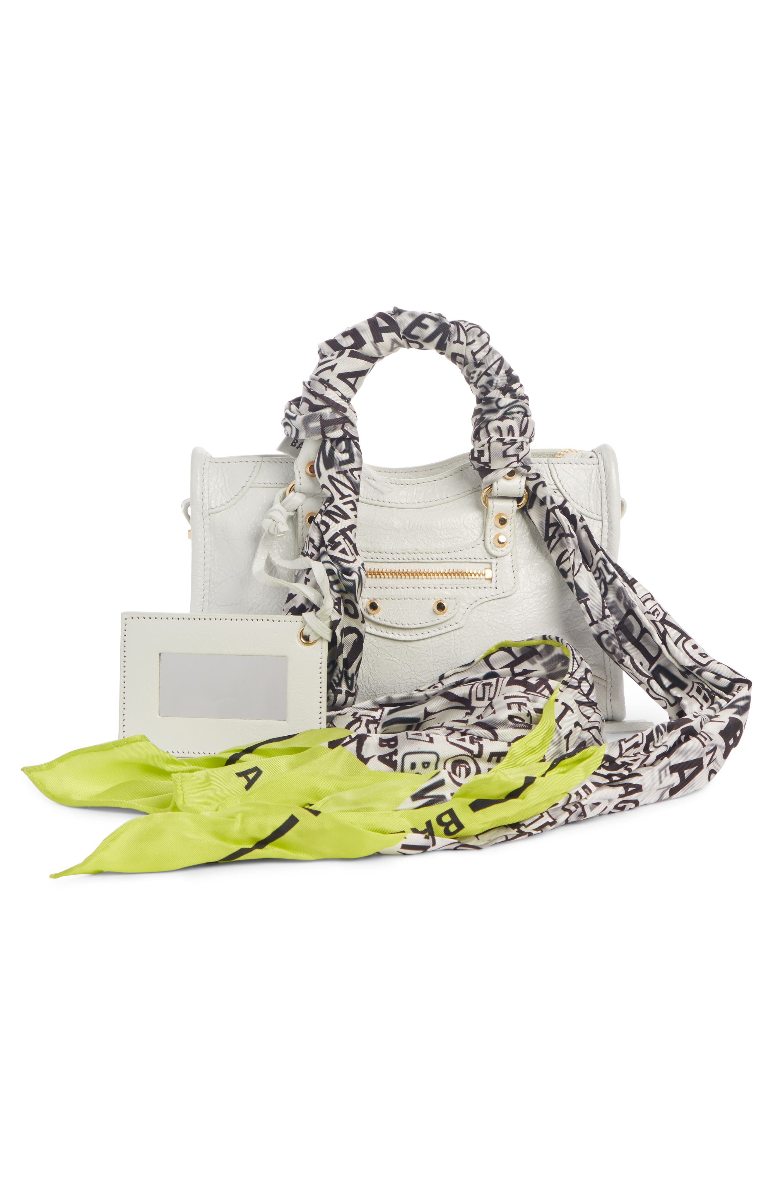 Balenciaga Nano Classic City Scarf Handle Leather Tote, Alternate, color, 