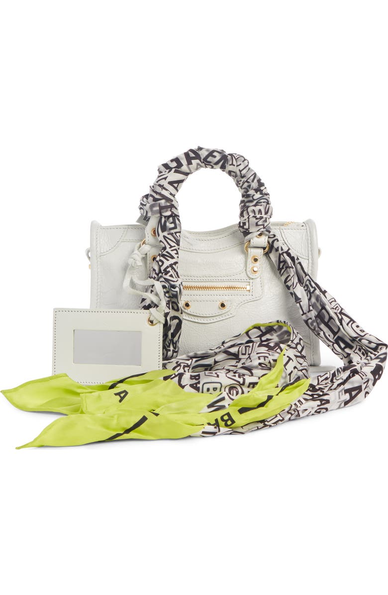 Balenciaga Nano Classic City Scarf Handle Leather Tote, Alternate, color,