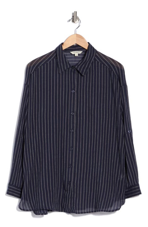 Stripe Long Sleeve Button-Up Shirt