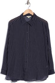 MAX STUDIO Stripe Long Sleeve Button-Up Shirt