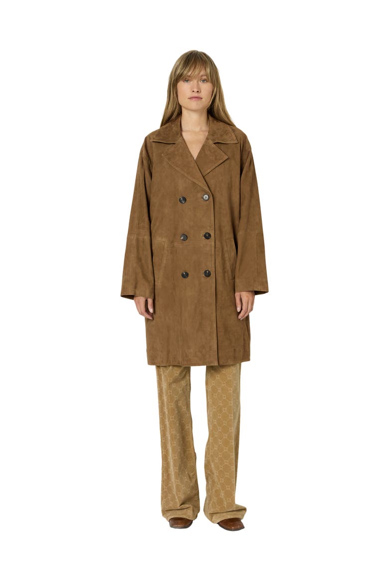 Manon Suede Double Breasted Jacket, Main, color, Camel
