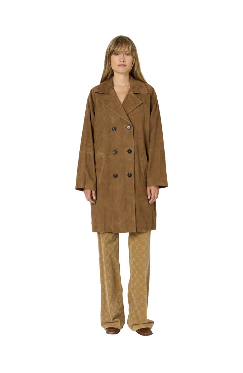 GERARD DAREL Manon Suede Double Breasted Jacket, Main, color, Camel