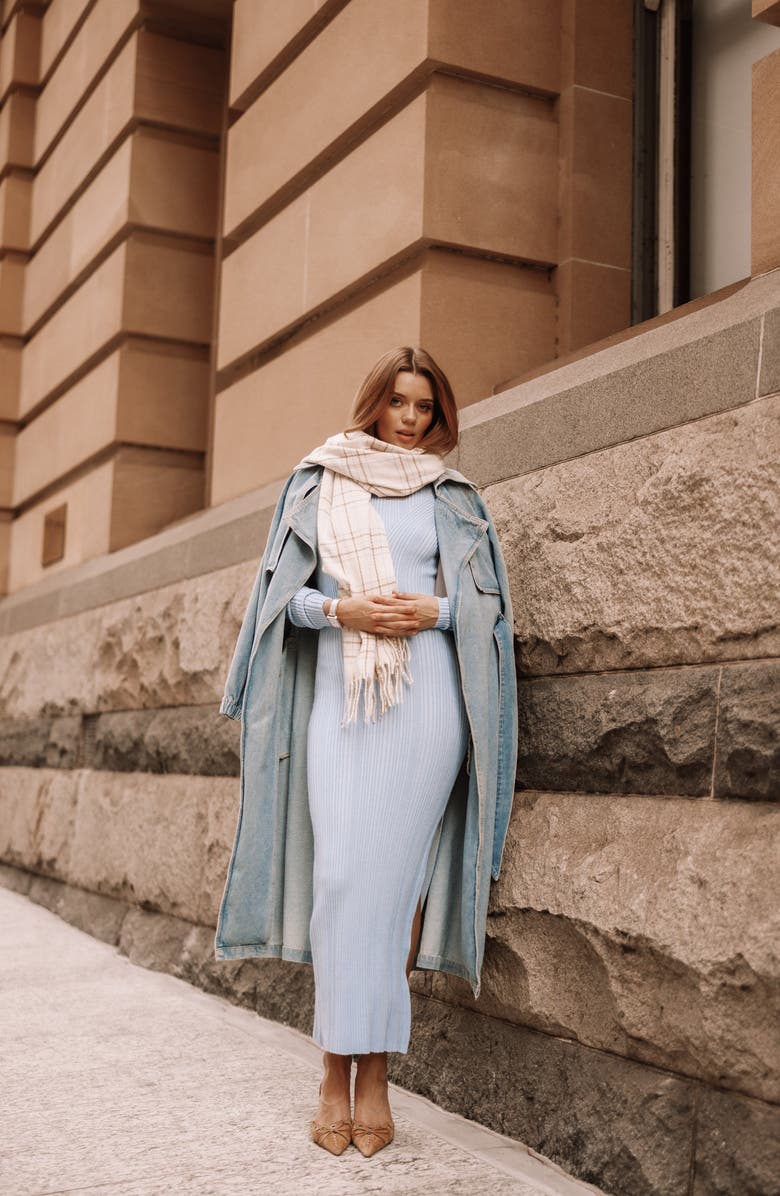 Petal & Pup Mattie Long Sleeve Rib Maxi Dress, Alternate, color, Blue Grey